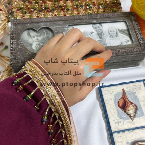 یراق نوار خرجکار لباس آویزی پرکار با ملیله ، کریستال و منجوق