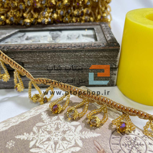 نوار خرجکار آویزی پر کار منجوق ،کریستال تراش خورده هفت رنگ (گرم بالا)