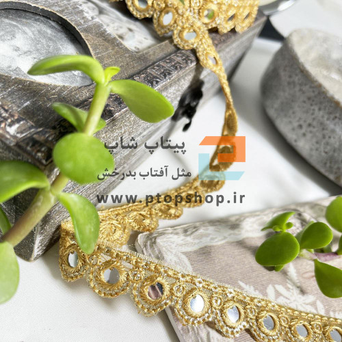 نوار خرج کار ظریف پولک دوزی زمینه نباتی