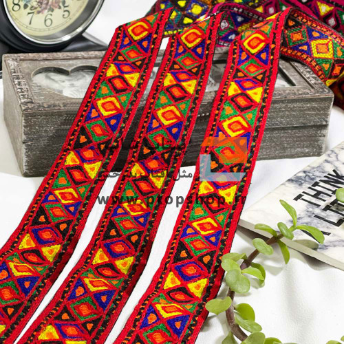 نوار خرج کار سوزندوزی سنتی رنگ قرمز