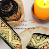 نوار خرج کار لمه و گلدوزی با پولک کاری روی زمینه مخمل مشکی