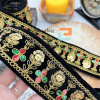 نوار خرج کار لمه و گلدوزی با پولک کاری روی زمینه مخمل مشکی