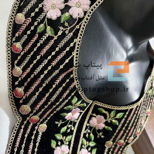 پنل مشکی مخمل گلدوزی