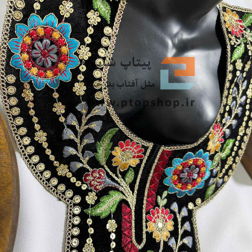 پنل مشکی مخمل گلدوزی