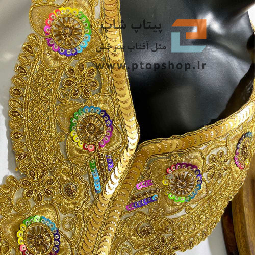 پنل پر کار با پولک هفت رنگی و لمه و نخ زری دوزی