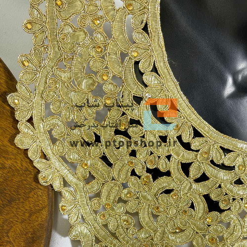 پنل طلایی زری دوزی شده منسجم با نگین و لمه کاری
