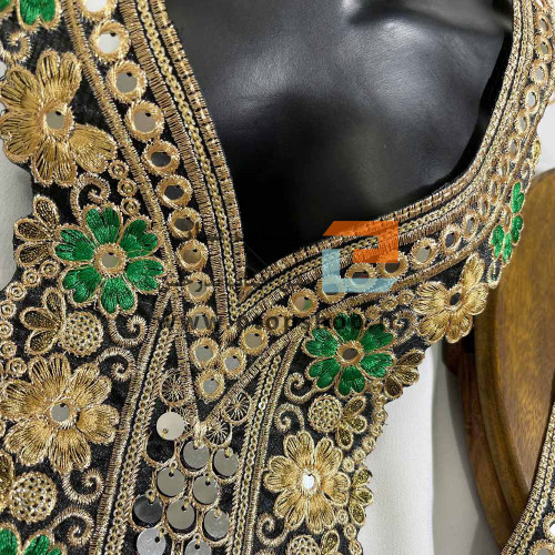 ست پنل گلدوزی، زری دوزی و پولک کاری (گل سبز)