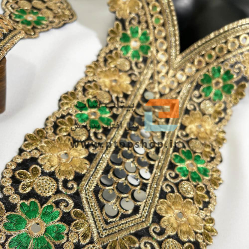 ست پنل گلدوزی، زری دوزی و پولک کاری (گل سبز)
