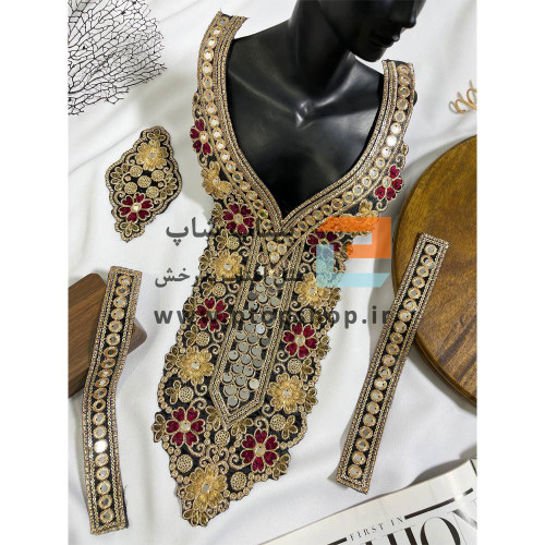 ست پنل گلدوزی، زری دوزی و پولک کاری(گل زرشکی)