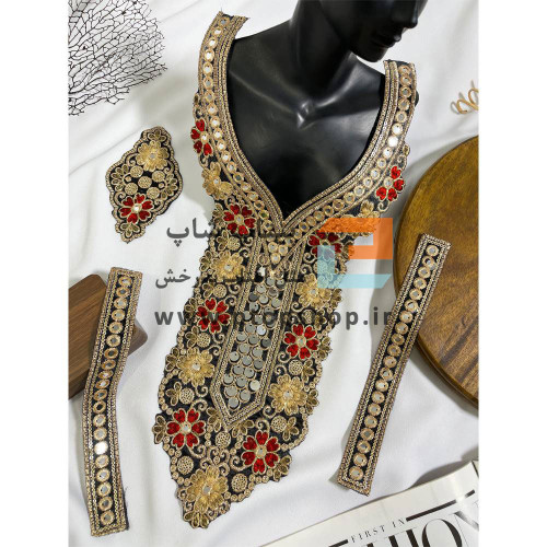 ست پنل گلدوزی، زری دوزی و پولک کاری(گل قرمز)