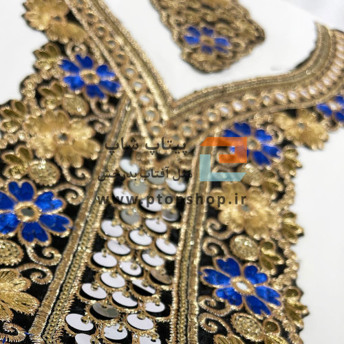 ست پنل گلدوزی، زری دوزی و پولک کاری (گل آبی)